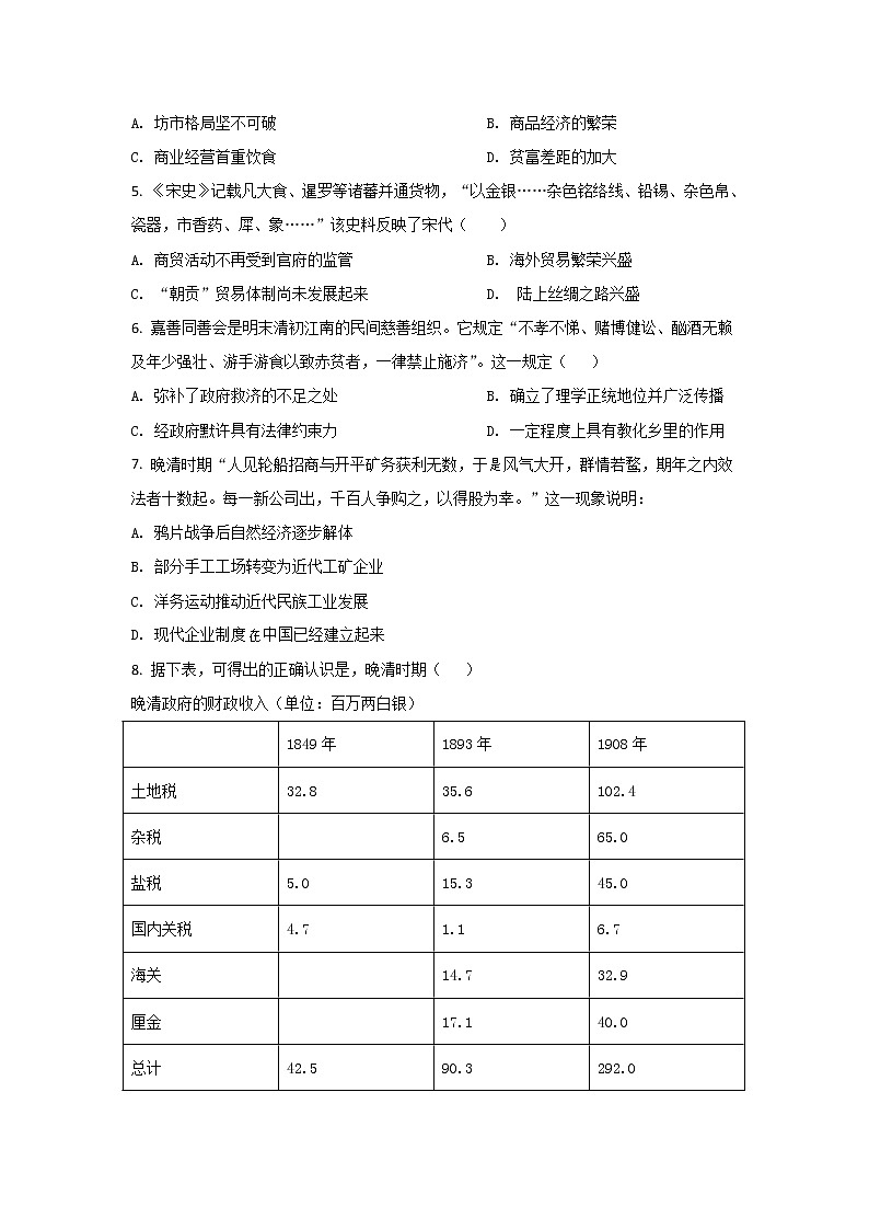 2021-2022学年福建省龙岩第一中学高二下学期开学考试历史试题（Word版）第2页