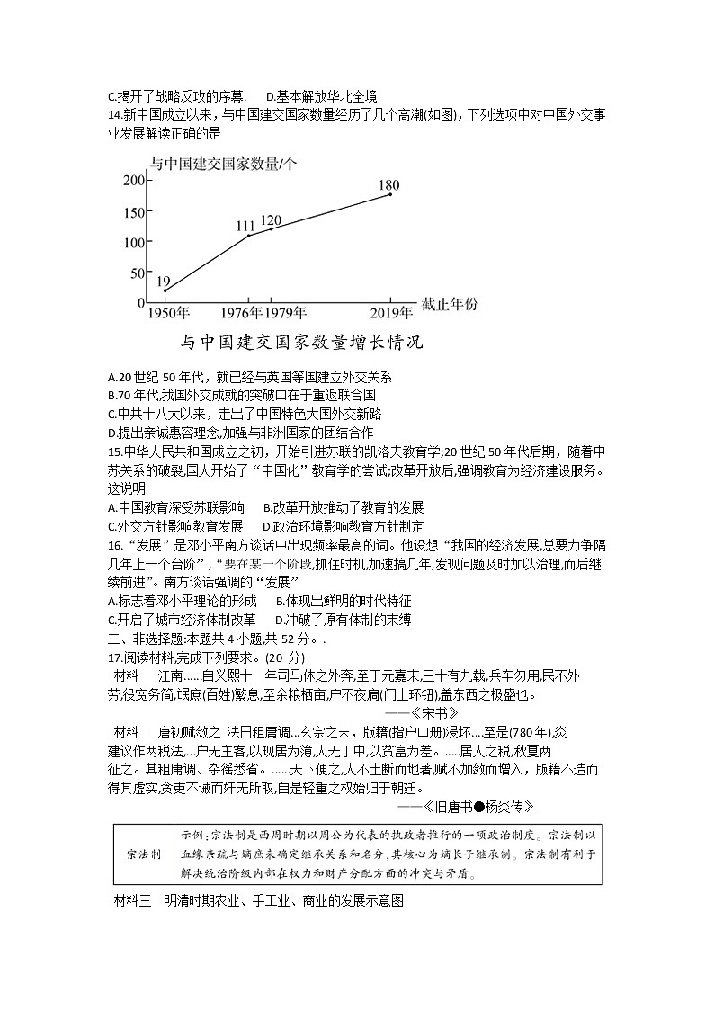 湖南省2022-2023学年高一下学期开年摸底联考历史试题03
