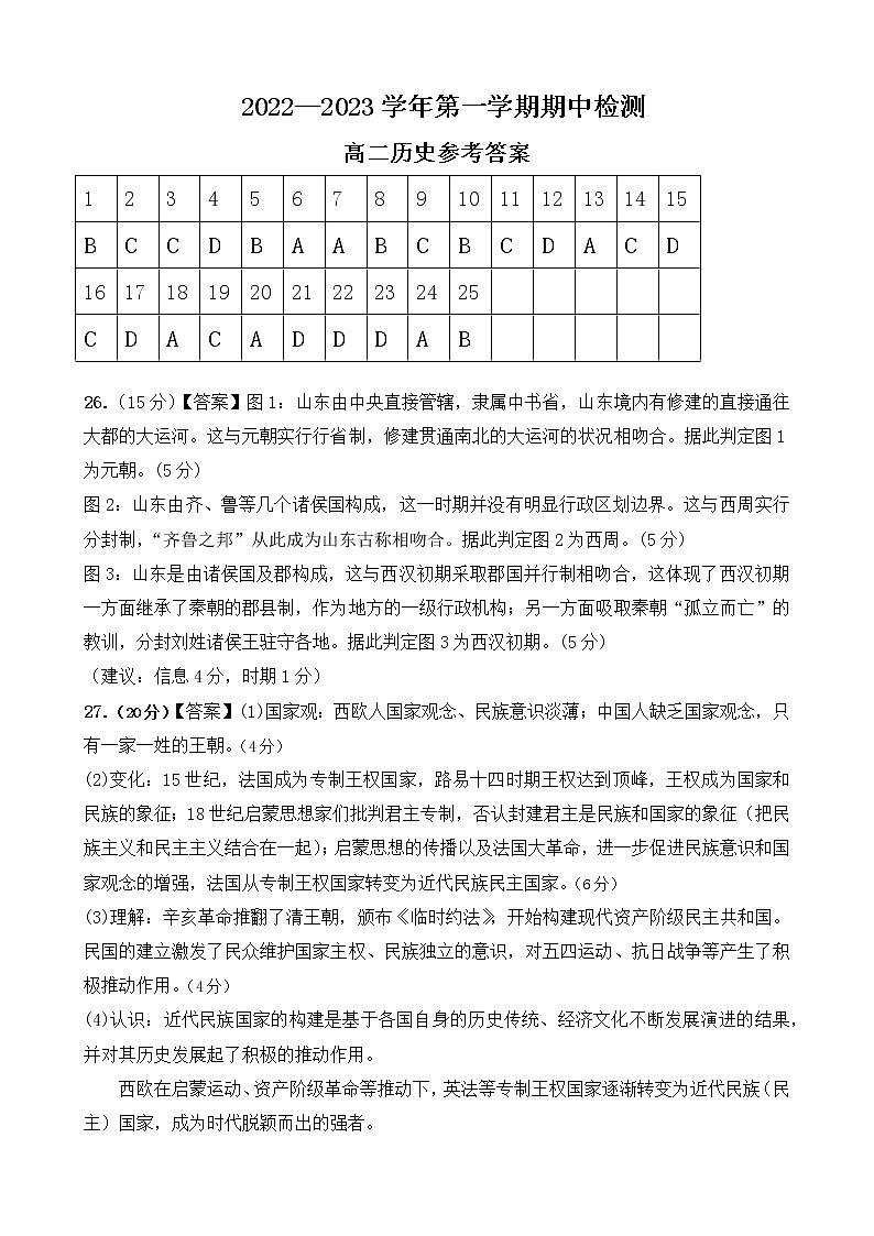 高二历史答案第1页
