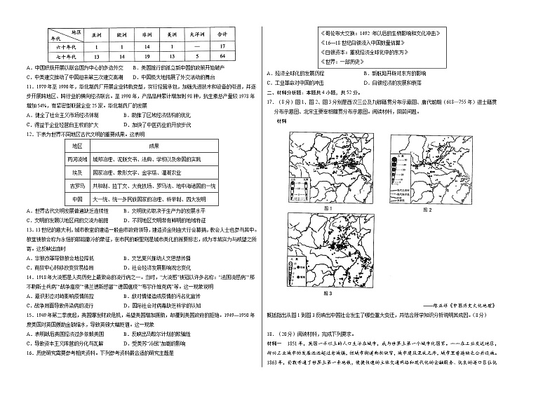 2023年高考政治第二次模拟考试卷—历史（福建A卷）（考试版）A302