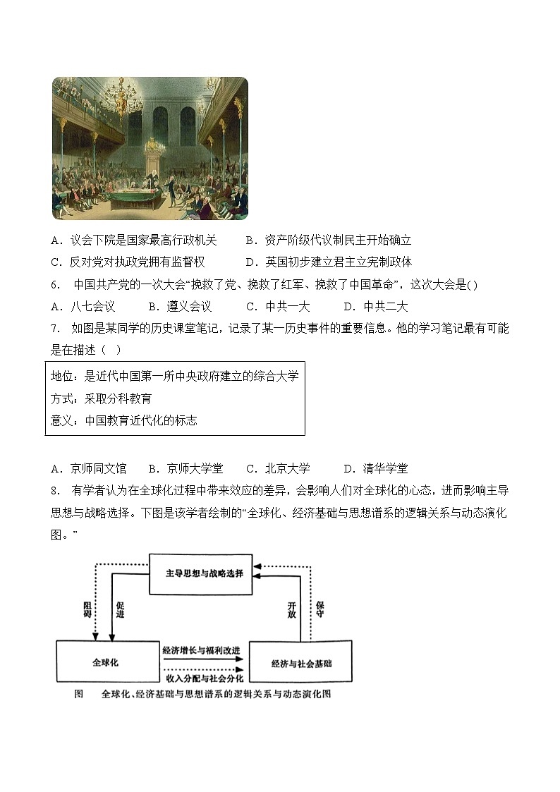 陕西省宝鸡市眉县中学2022-2023学年高三历史上学期一模试题（Word版附解析）02
