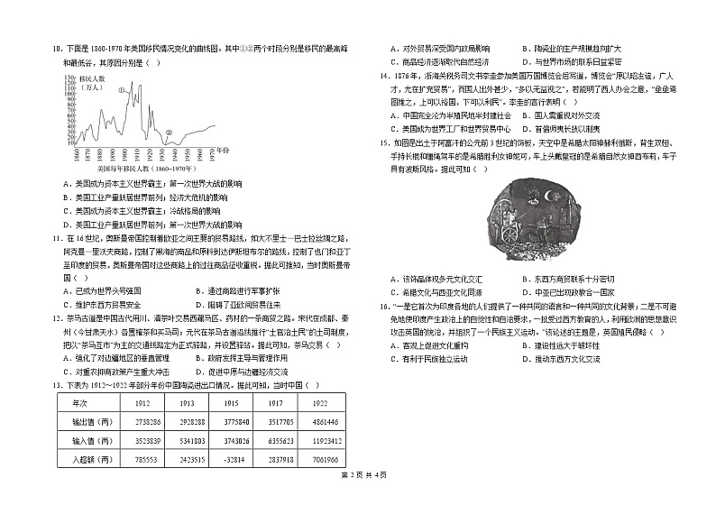 河北省高碑店市崇德实验中学2022-2023学年高二下学期3月月考历史试题02