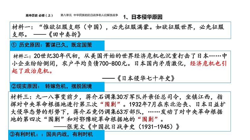 配套新教材-高中历史-必修  中外历史纲要（上）-第八单元-第23课  从局部战争到全面抗战课件PPT05