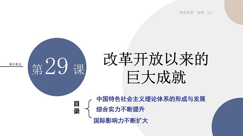 配套新教材-高中历史-必修  中外历史纲要（上）-第十单元-第29课  改革开放以来的巨大成就课件PPT第1页