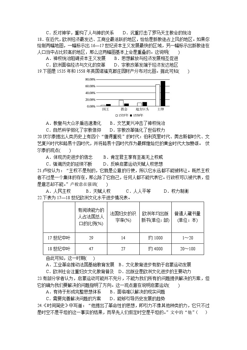 2022-2023学年陕西省榆林市第二中学高二上学期10月期中考试历史试题 （Word版）03