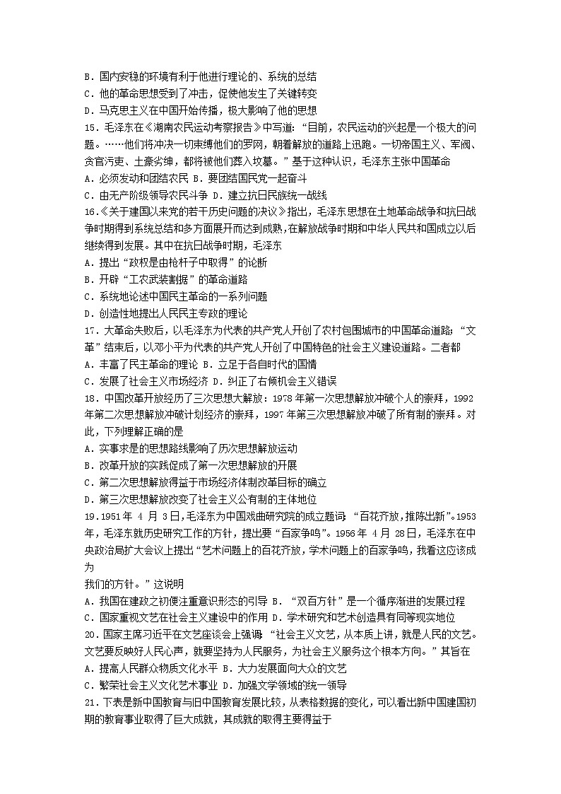 2022-2023学年陕西省咸阳市武功县高二上学期期中质量调研历史试题（Word版）03