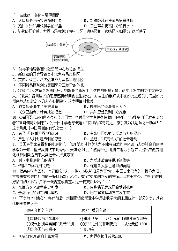 山东省临沂市沂水县第四中学2022-2023学年高二下学期期中考试模拟（二）历史试题02