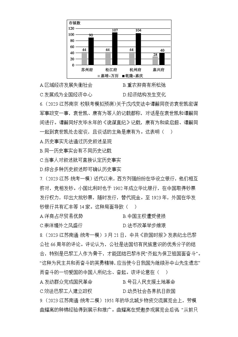 2023届江苏省高考模拟精编卷历史试题（七）（含答案）02