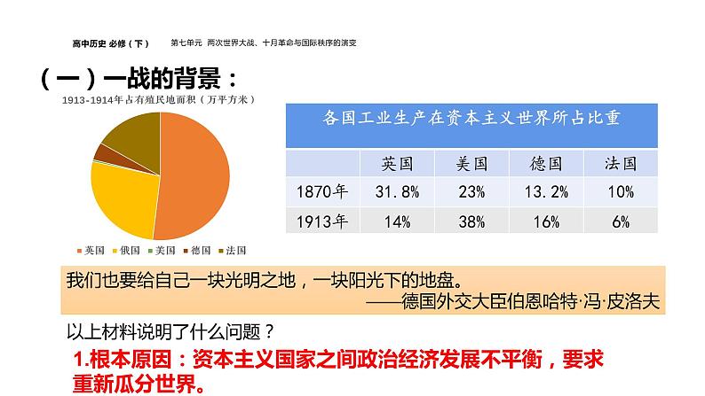 配套新教材-高中历史-必修下-第七单元-第14课  第一次世界大战与战后国际秩序课件PPT06