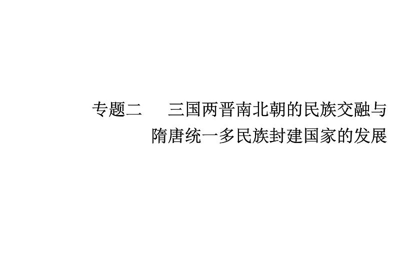 高中历史学业水平合格性考试专题二三国两晋南北朝的民族交融与隋唐统一多民族封建国家的发展课件01