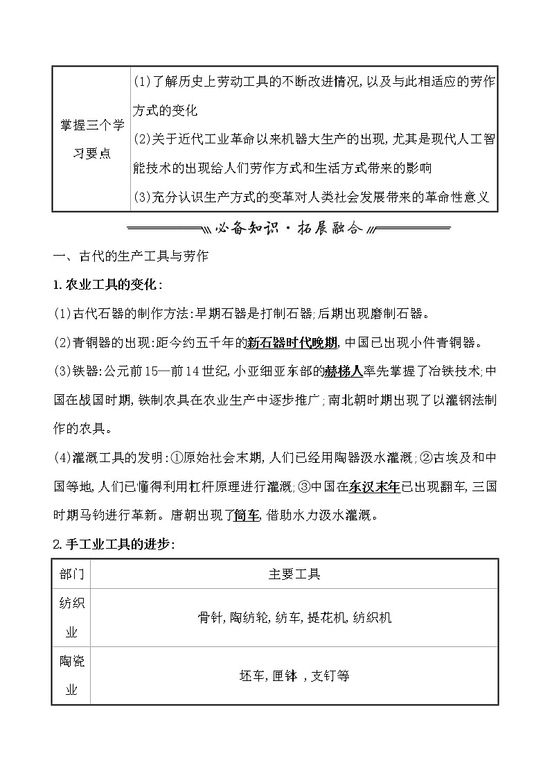 高考历史一轮复习第二十七单元 生产工具与劳作方式 教案 (含详解)第2页