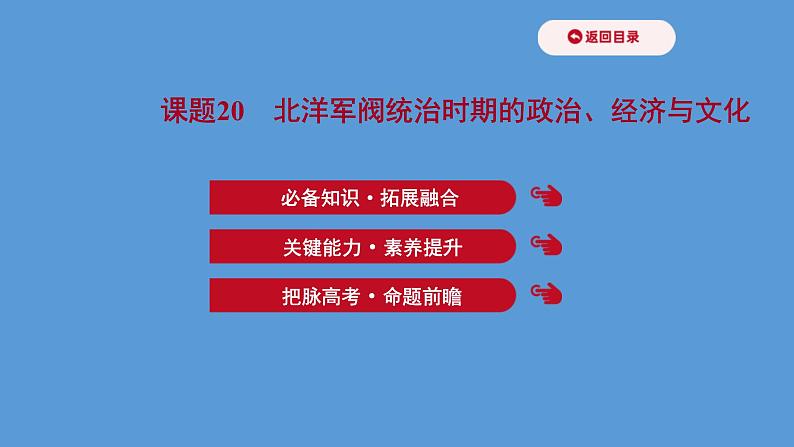 (新高考)高考历史一轮复习课件课题20 北洋军阀统治时期的政治、经济与文化 课件 (含详解)01