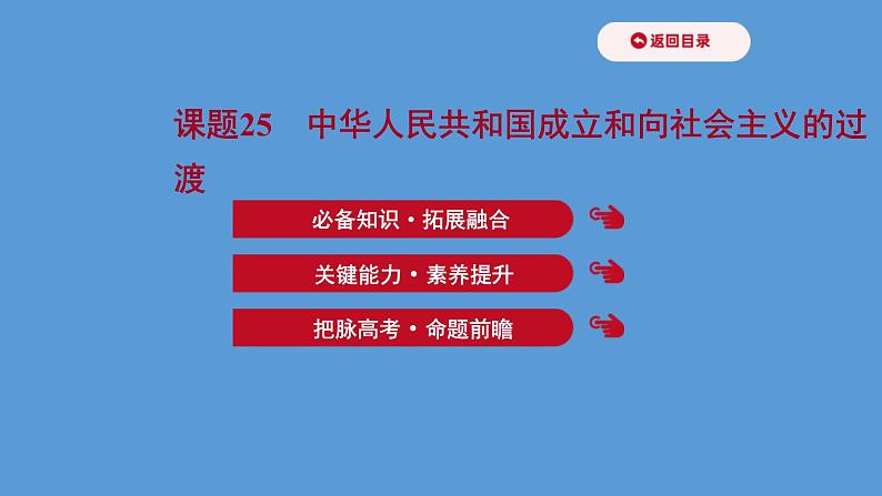 (新高考)高考历史一轮复习课件课题25 中华人民共和国成立和向社会主义的过渡 课件 (含详解)01