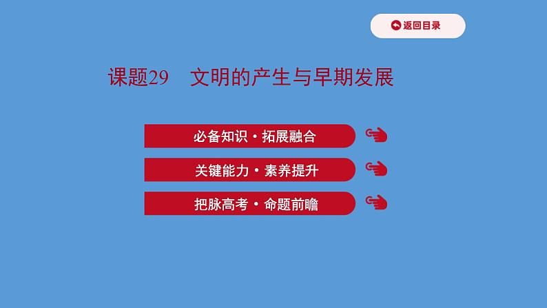 (新高考)高考历史一轮复习课件课题29 文明的产生与早期发展 课件 (含详解)第1页