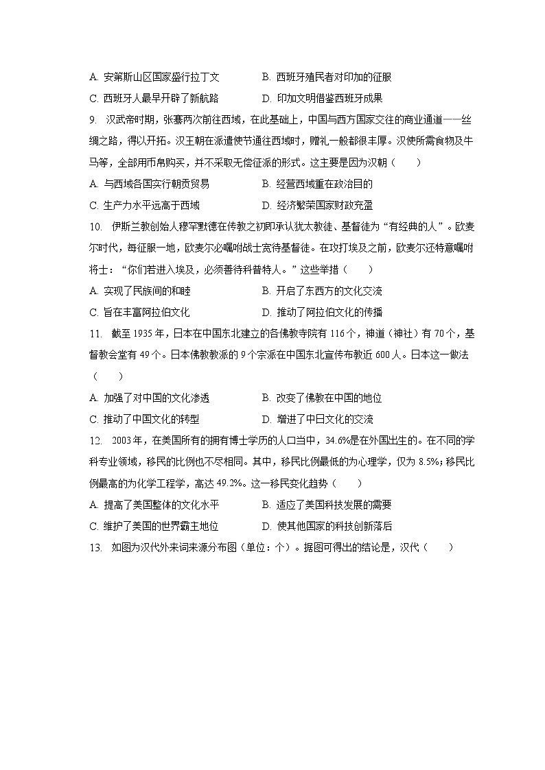 山东省名校联盟2022-2023学年高二下学期3月份质量检测历史试卷第3页