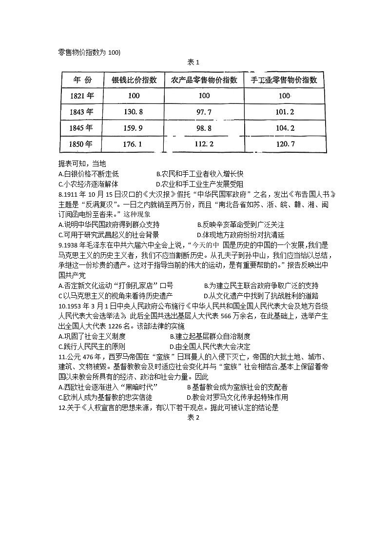2023届广东省茂名市高三下学期第二次综合测试历史试题02