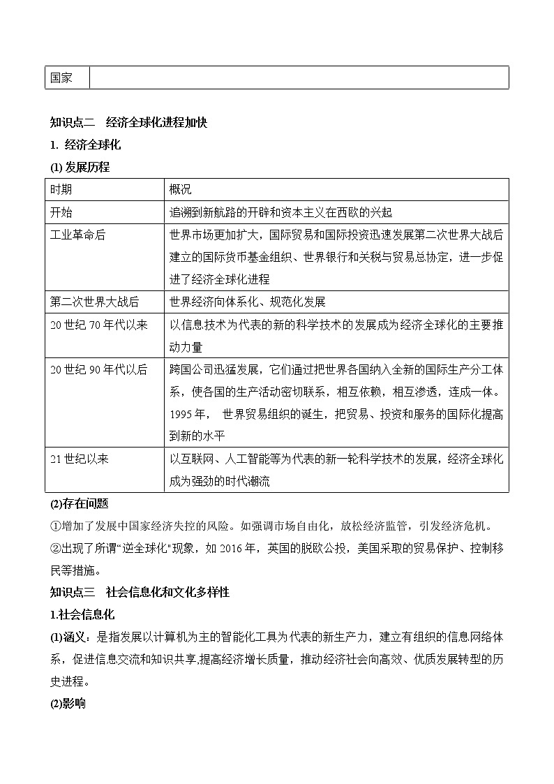 (新高考)高考历史一轮复习知识梳理第九单元 当代世界发展的主要特点与主要趋势（中外历史纲要下）第2页