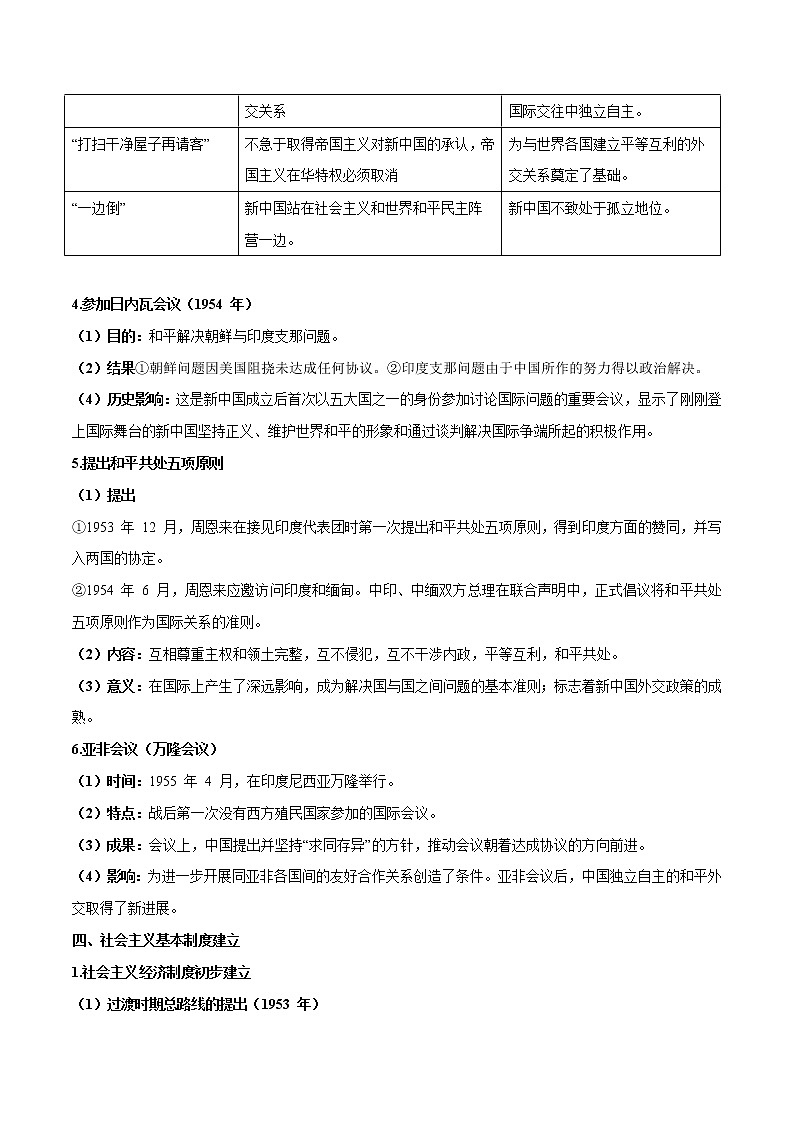 (新高考)高考历史一轮复习知识梳理第九单元　中华人民共和国成立和社会主义革命与建设（中外历史纲要上）03