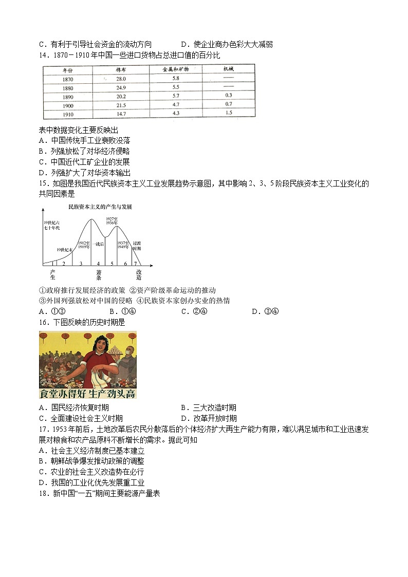 2023届江西省宜黄县第一中学高三下学期第一次高等学校入学模考历史试题第3页