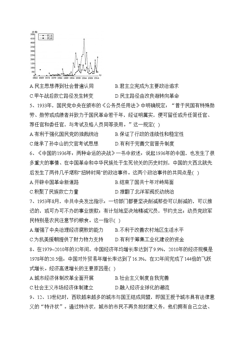 天津市十二区重点学校2023届高三下学期毕业班联考（一）历史试卷（含答案）02