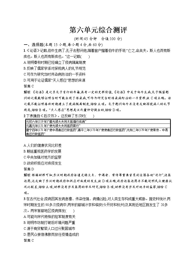 第六单元综合测评01