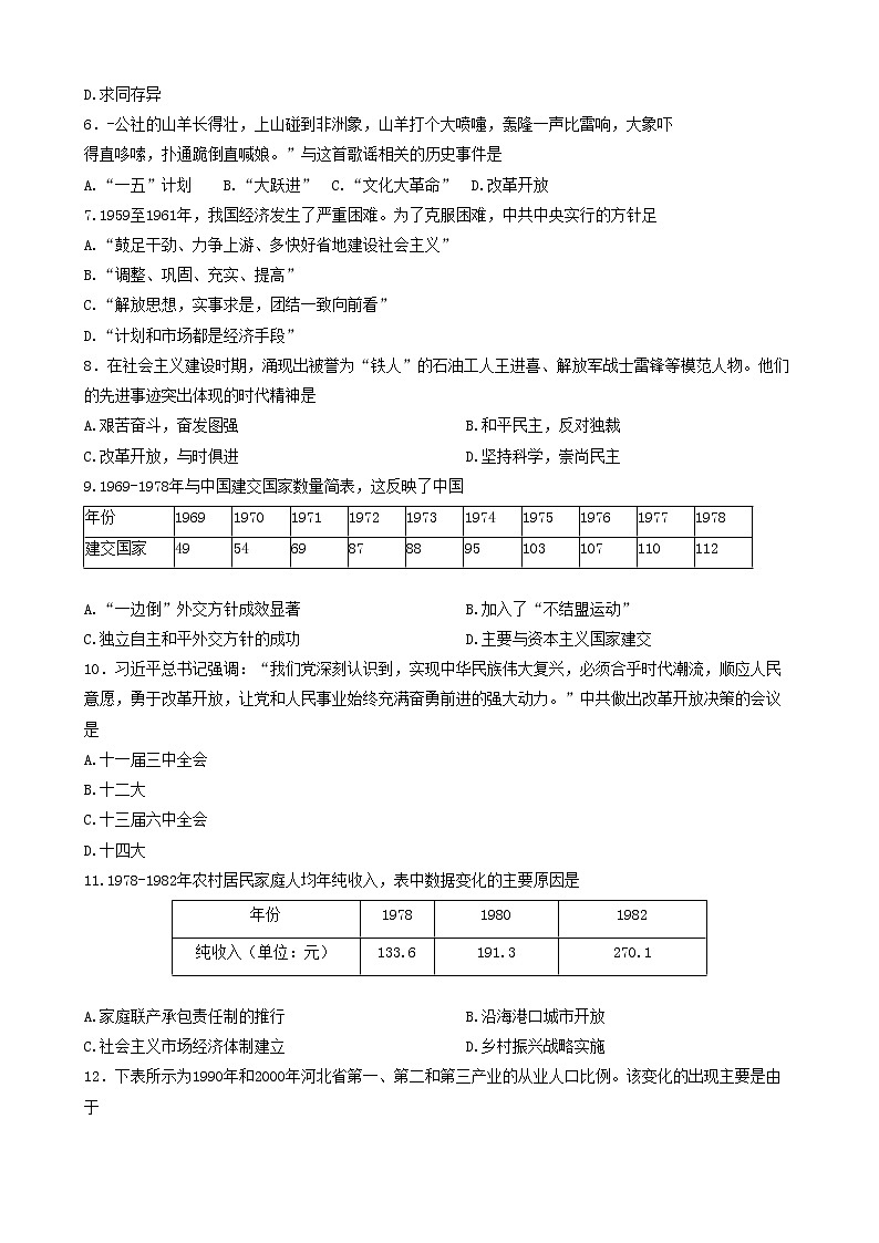 福建省福清市高中联合体2022-2023学年高一历史下学期期中质量检测试题（Word版附答案）02