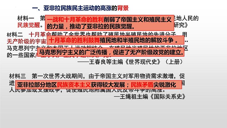 2022-2023学年高中历史统编版2019必修中外历史纲要下册第16课 亚非拉民族民主运动的高涨 课件第2页