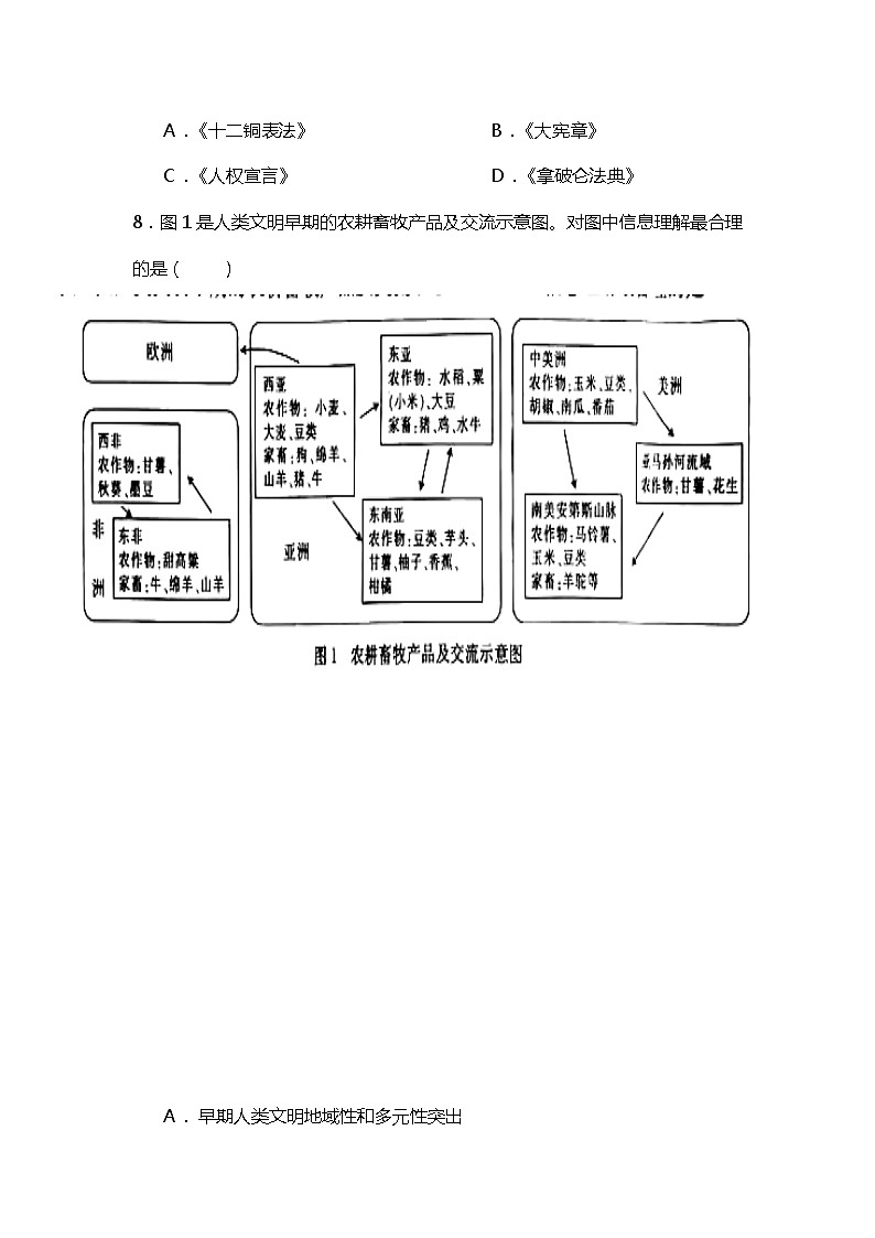 重庆市江津实验中学校2022-2023学年高一下学期期中考试历史试题03
