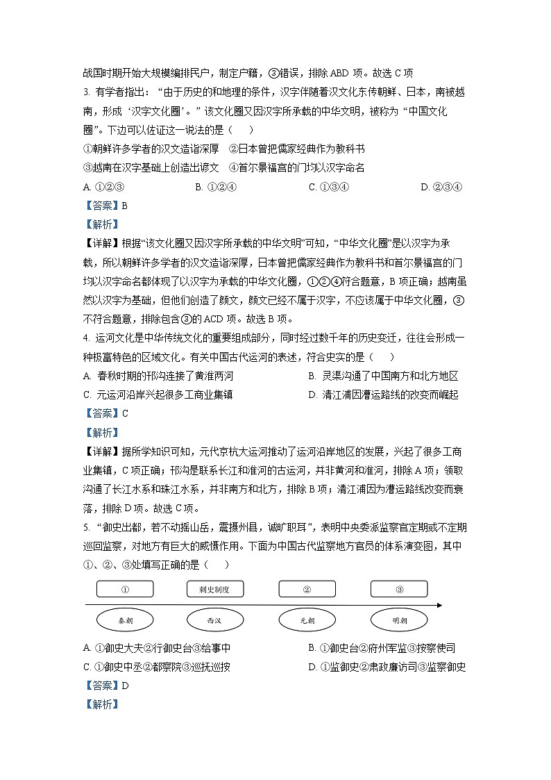 浙江省绍兴市2022-2023学年高三历史下学期4月适应性考试（二模）（Word版附解析）02
