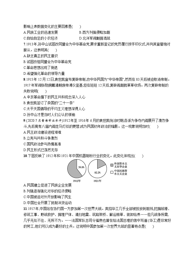 高考优化集训6　辛亥革命与中华民国的建立第2页