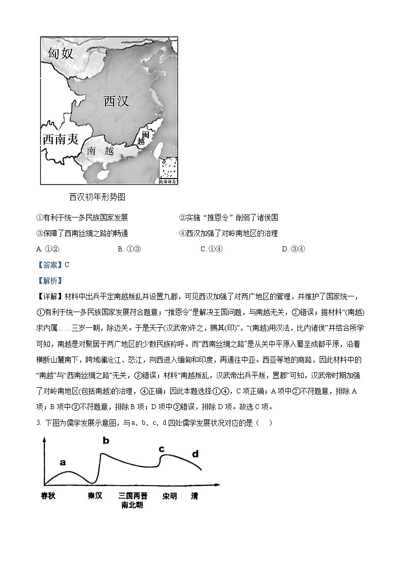 浙江省台州市2023届高三二模历史试题含解析第2页