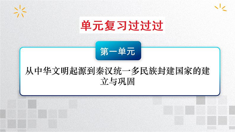 单元复习01  从中华文明起源到秦汉统一多民族封建国家的建立与巩固【过知识】  - 高一历史单元复习（统编版·中外历史纲要上） 练习课件01