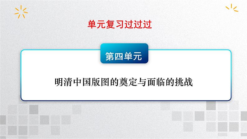 单元复习04  明清中国版图的奠定与面临的挑战【过知识】  - 高一历史单元复习（统编版·中外历史纲要上） 课件01