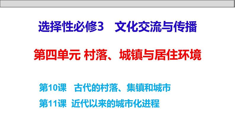 单元复习04  村落、城镇与居住环境【过知识】- 2022-2023学年高二历史单元复习（选择性必修2） 课件01