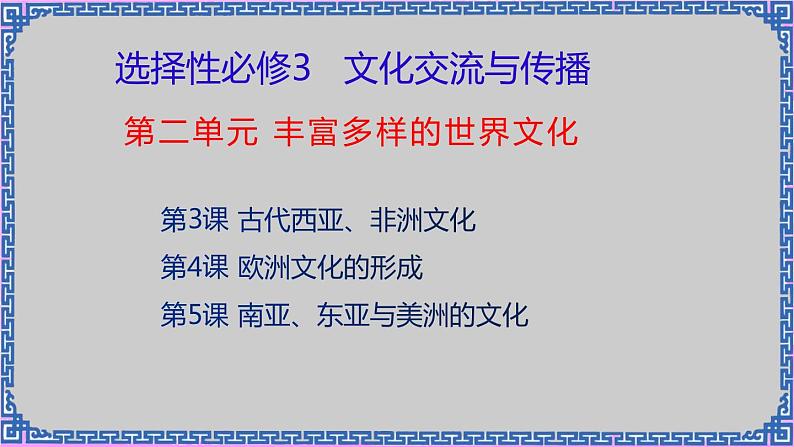 单元复习02 丰富多样的世界文化 【课件】- 2022-2023学年高二历史单元复习（选择性必修3：文化交流与传播）02