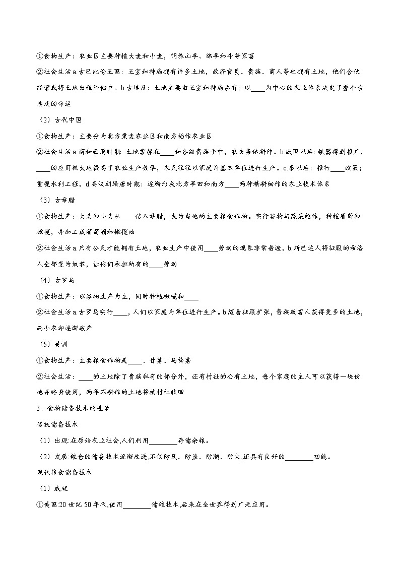 第一单元  食物生产与社会生活（A卷•基础过关卷）（原卷版）-【单元测试】2022-2023学年高二历史分层训练AB卷（选择性必修2）第2页