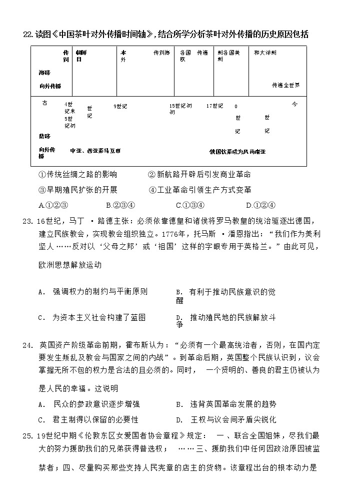 高一历史 试卷2第1页