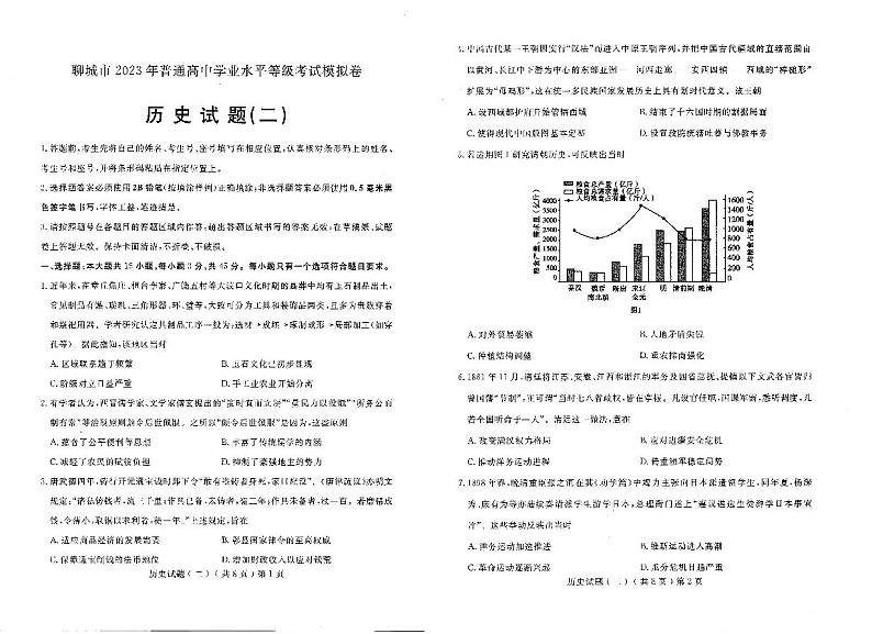 2023届山东省聊城市高三二模历史试题01