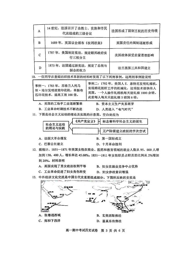 高一历史试题第3页