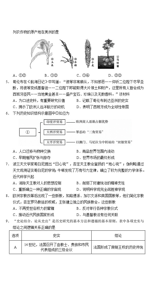 湖北省部分普通高中联盟2022-2023学年高一下学期期中联考历史试题02