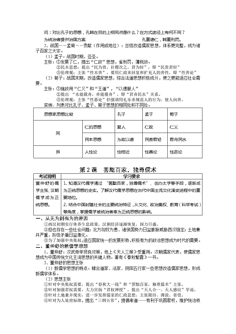 岳麓版高中历史复习之必修三单元知识体系梳理第2页