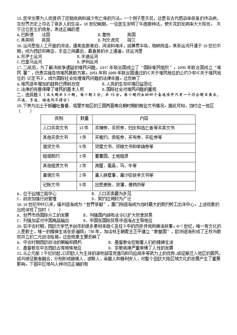 高二历史试题第3页