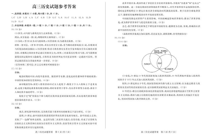 菏泽市2023届高三二模考试历史试题01