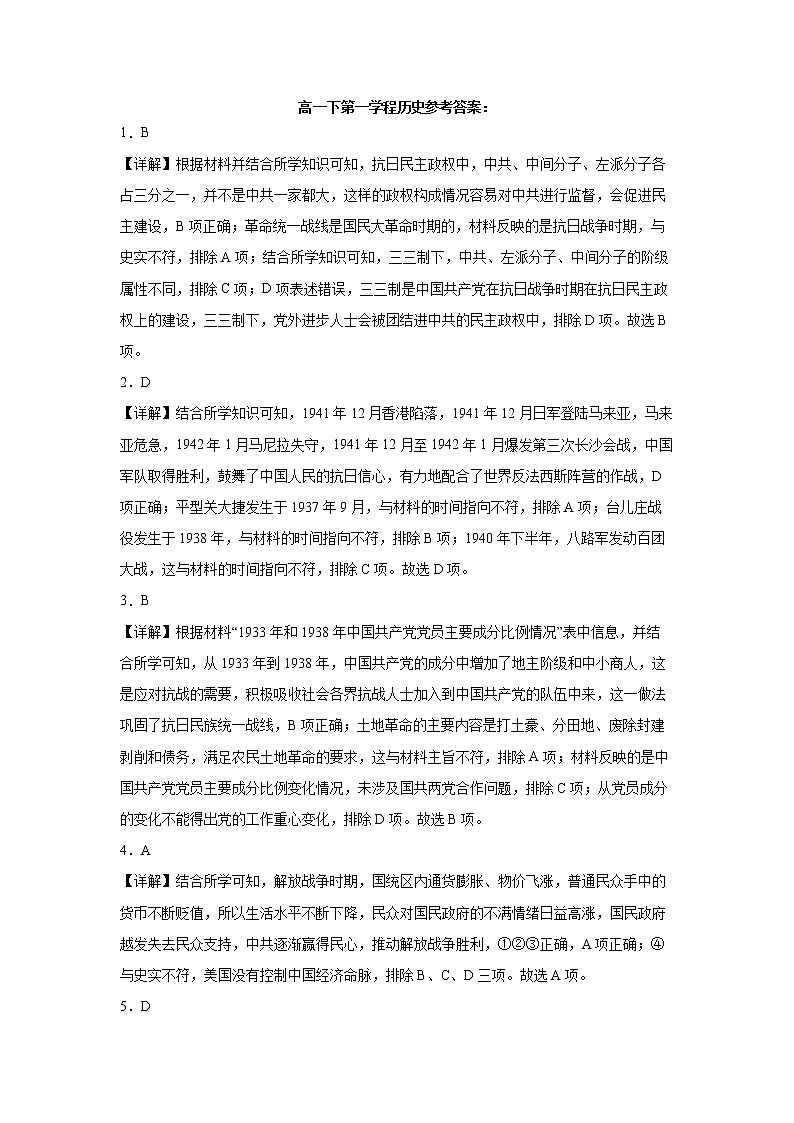 吉林省长春市第五中学2022-2023学年高一下学期第一学程（期中）考试历史试题01