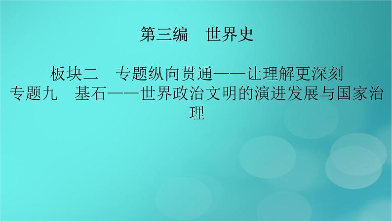 （新高考适用）2023版高考历史二轮总复习 第1部分 第3编 世界史 板块2 专题纵向贯通 专题9基石——世界政治文明的演进发展与国家治理课件PPT02