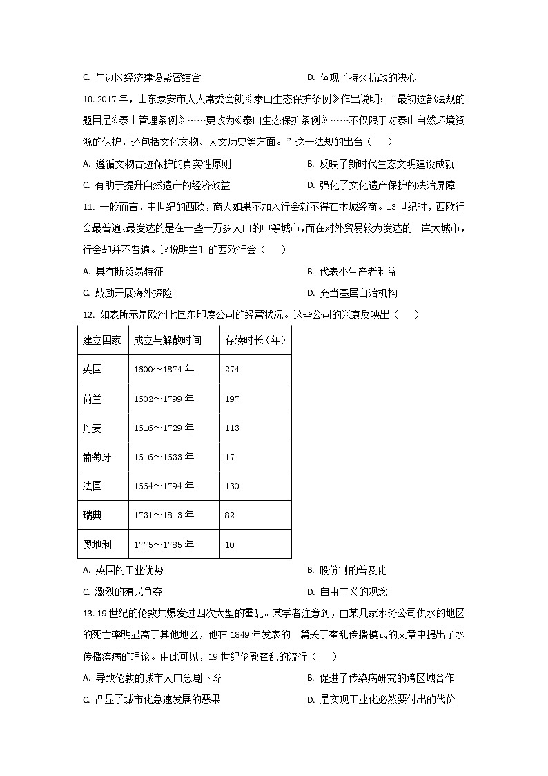 广东省湛江市2023届高三历史下学期二模试卷（Word版附答案）03