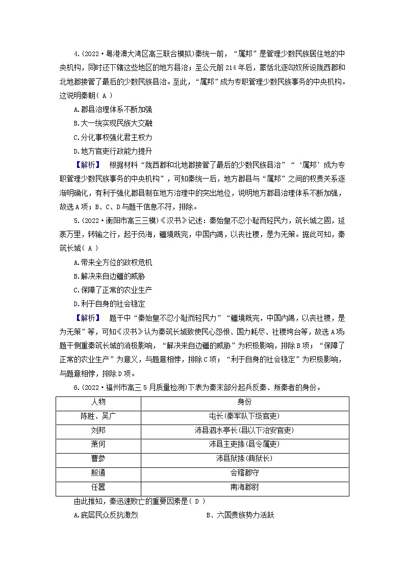 （新高考适用）2023版高考历史二轮总复习 通史强化训练2 秦汉时期02