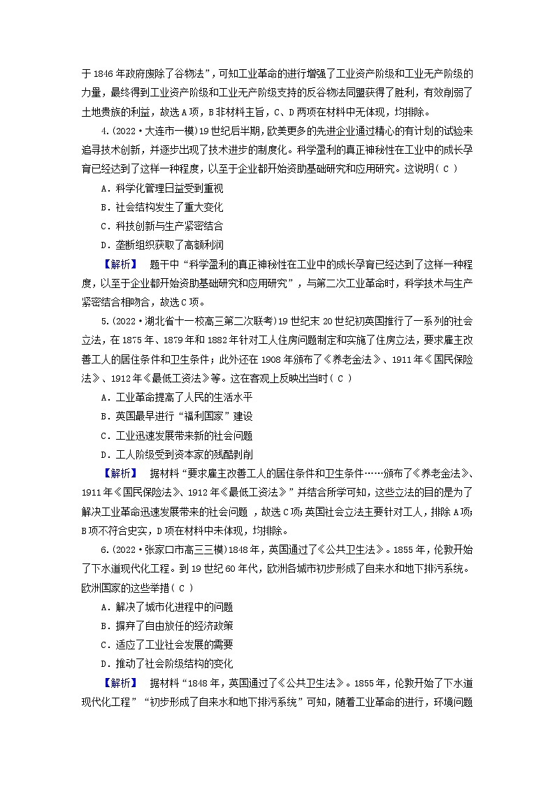 （新高考适用）2023版高考历史二轮总复习 通史强化训练11 世界近代史后期02