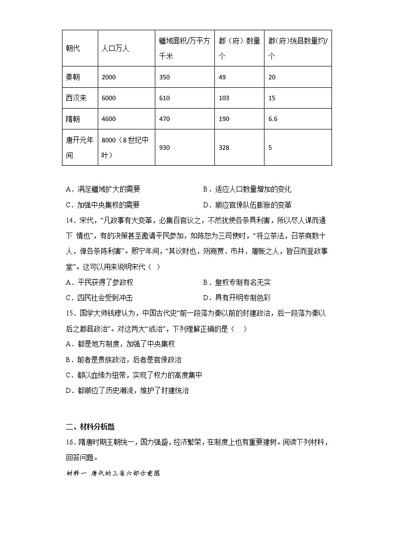 第1课 中国古代政治制度的形成与发展 课时作业--2022-2023学年高中历史统编版（2019）选择性必修1第3页