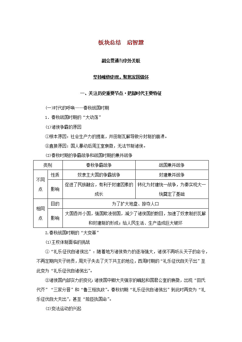 （统考版 专题版）2023高考历史二轮专题复习 板块总结1第1页